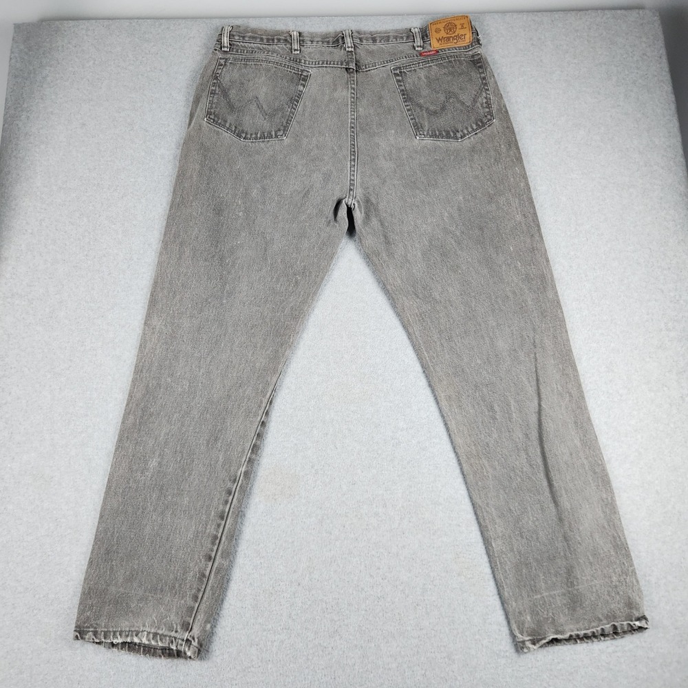 Wrangler Jeans Mens 40x32 Gray Acid Wash Workwear Comfort Relaxed Fit Straight